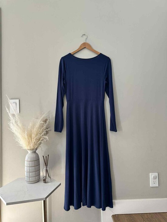 Wilfred Midi Dress in Classic Navy, Size Large - Picture 2 of 4